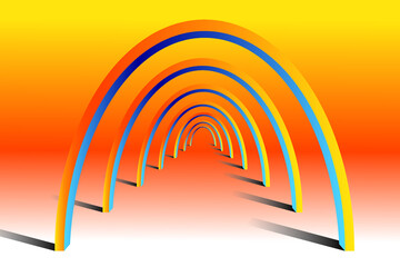 3d parabola tunnel with shade drawing in vector - obrazy, fototapety, plakaty