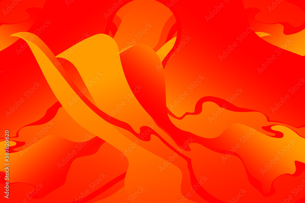 Poster abstract orange and red wavy background with curve lines. lava. burn. fire. flame.
