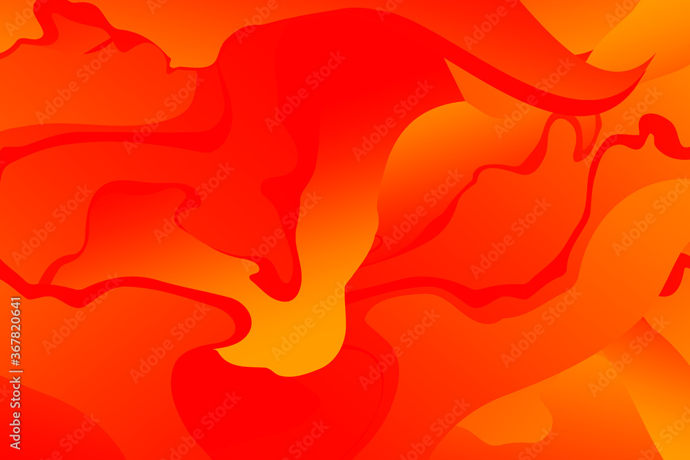 Poster abstract orange and red wavy background with curve lines. lava. burn. fire. flame.