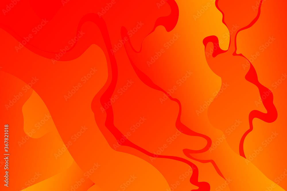 Poster abstract orange and red wavy background with curve lines. lava. burn. fire. flame.