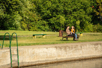 Girls talk in nature 