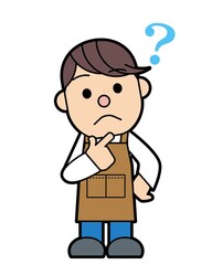 エプロンをつけた男性 疑問