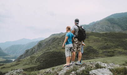 Fototapeta premium family in the mountains