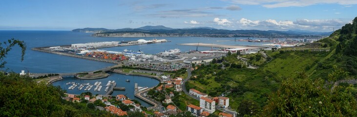 Fototapeta na wymiar Overview of the port of Bilbao from Punta Lucero