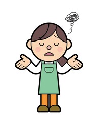 エプロンをつけた女性 残念