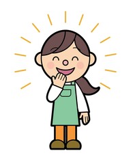 エプロンをつけた女性 笑顔