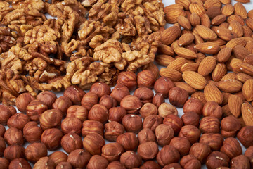 ifferent nuts in a pile