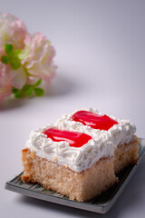 Vanilla cake on a white background