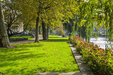 Beautiful urban park located at Amsterdam in Netherlands.