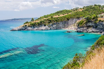 Foto op Plexiglas Picturesque Xigia sandy beach on north east coast of Zakynthos island, Greece © Darios