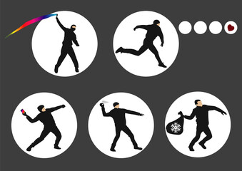 Fototapeta premium Riot Makers Funny Protester Silhouettes, Original Stickers 