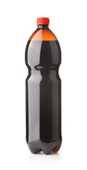 Plastic bottle of dark beer