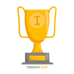 Trophy Cup, Award or Champions Cup. Golden Goblet vector cartoon illustration.