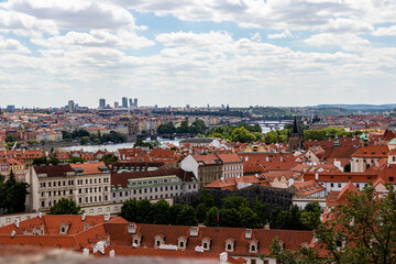 Naklejka na ściany i meble panorama of prague. view of prague. view of the old town of prague. view of the river and bridges of Prague