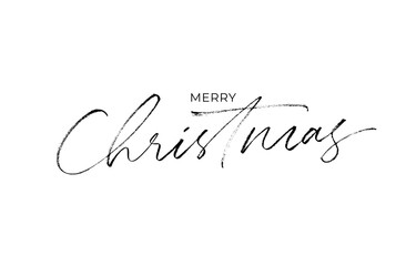 Merry Christmas modern brush calligraphy. Hand lettering inscription to winter holiday design, vector illustration. Christmas and New Year phrase handwritten calligraphy isolated on white background. 