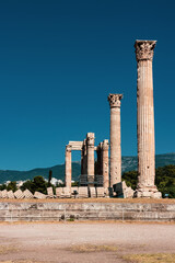 columns at the site of the temple of Zeus in Athens. the ruins of the temple of zeus	
