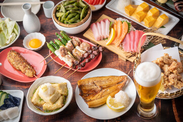 japanese izakaya styke restaurant food with beer