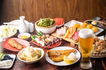 japanese izakaya styke restaurant food with beer