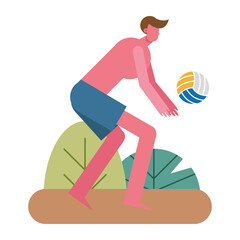 young man wearing swimsuit playing,volleyball character