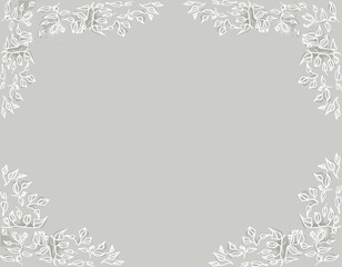 Iluustration gray frame for invition or annoucement with leaves design