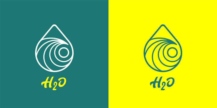 H2O Water Drop Wave Line Icon. Aqua Hydrate Symbol. Sea And Sun Beach Surf Sign. Ocean Energy Droplet Emblem. Vector Illustration.