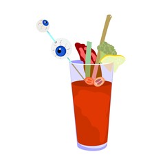 Bloody mary cocktail flat vector illustration