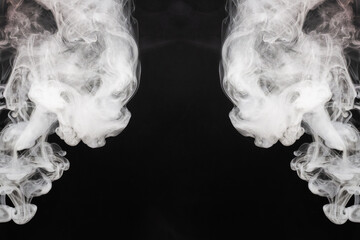 White steam on a black background.