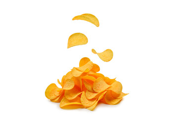 Naklejka premium Potato chips isolated on white background.