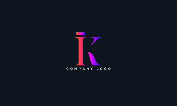 Abstract creative minimal and unique alphabet letter icon logo IK