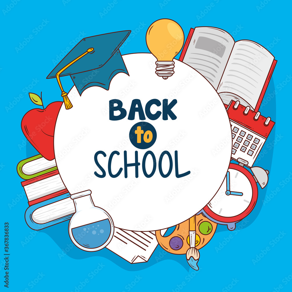 Canvas Prints back to school banner with supplies education vector illustration design