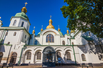 Fototapeta na wymiar Main entrance to Saint Sophia Cathedral in Kiev, Ukraine. Saint Sophia Cathedral in Kiev is an outstanding architectural monument of Kievan Rus