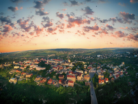 Aerial view of the historic part of Kamianets-Podilskyi