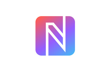 colored blue pink N alphabet letter logo icon. Line design for business and company identity