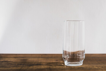 empty glass on a wooden table