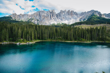 Fototapeta na wymiar Italian mountains Dolomites. Landscape with a mountain lake.
