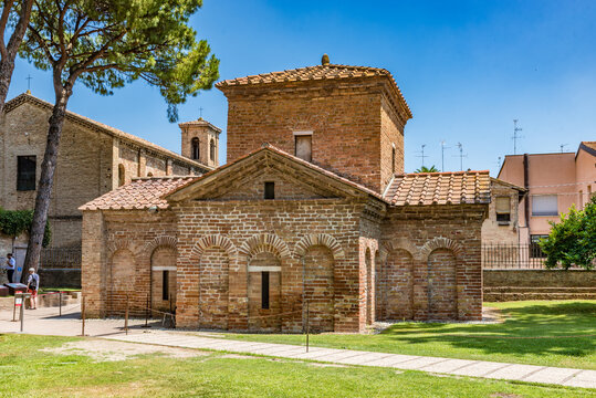 Mausoleum of Galla Placidia in Ravenna, Italy. It was added to the World Heritage List together with seven other structures in Ravenna in 1996.

