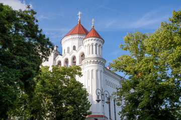 Fototapeta na wymiar The Cathedral of the Theotokos in Vilnius, Lithuania. The episcopal see of the Orthodox Christian Church