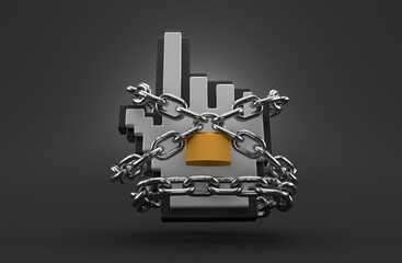 Cursor with chain and padlock