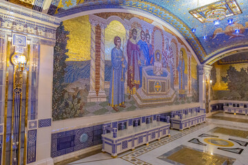 Obraz premium Interior of the Main Temple of the Armed Forces of the Russian Federation. Opened in 2020 for the 75th anniversary of the Victory in World War II. Kubinka, Russia