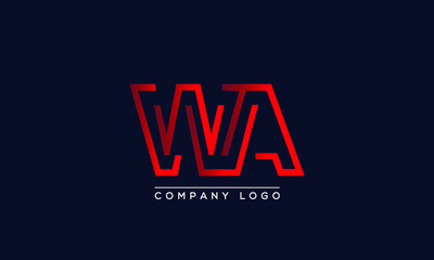 Fototapeta na wymiar Abstract minimal unique modern alphabet letter icon logo WA