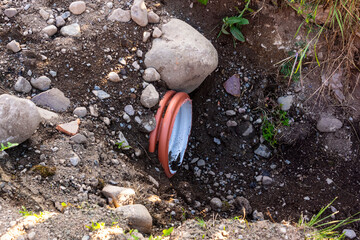 Wide corrugated pipe for drainage water under the road