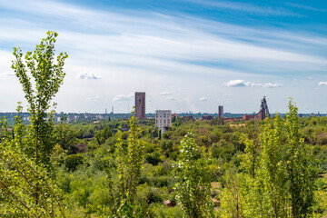 Ukraine, Krivoy Rog, the 16 of July, scenic view from the hill on mine site, city limits.