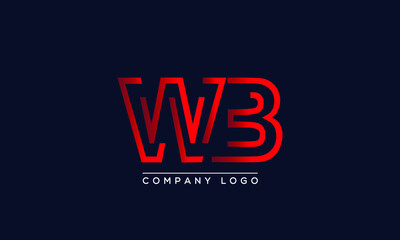 Abstract minimal unique modern alphabet letter icon logo WB