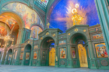 Interior of the Main Temple of the Armed Forces of the Russian Federation. Opened in 2020 for the 75th anniversary of the Victory in World War II. Kubinka, Russia