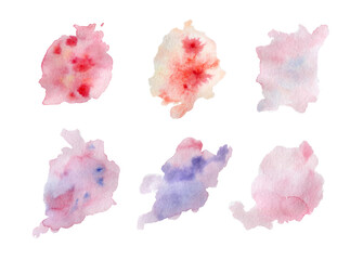 Six hand drawn watercolor stains