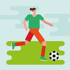 Fototapeta premium young woman playing soccer character