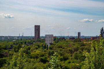 Ukraine, Krivoy Rog, the 16 of July, scenic view from the hill on mine site, city limits.