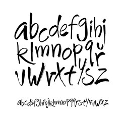 Vector Acrylic Brush Style Hand Drawn Alphabet Font. Calligraphy alphabet on a white background
