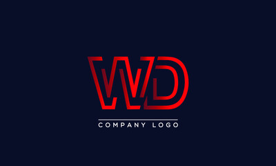 Abstract minimal unique modern alphabet letter icon logo WD