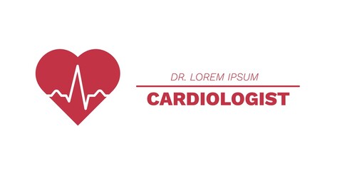 Cardiology concept. Heart with electrocardiogram pulse graph. EKG or ECG test symbol. Health care clinic design. Vector illustration.